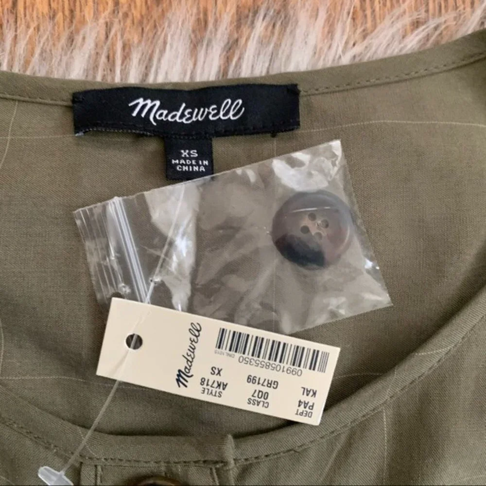 Madewell Green Short Sleeve Belted Jumpsuit Sz XS